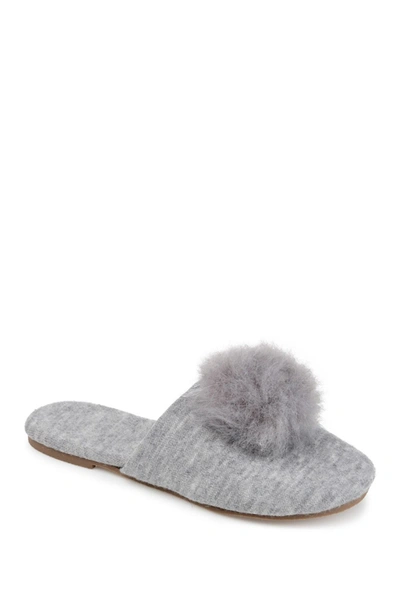 Journee Collection Nightfall Faux Fur Pompom Slipper In Grey