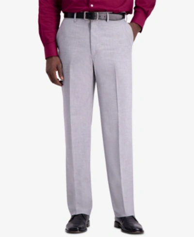 Haggar Men's Premium Comfort Khaki Slim-fit 2-way Stretch Wrinkle-resistant Flat-front Casual Pants In Light Grey