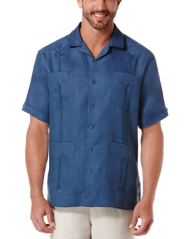 Cubavera Men's Big & Tall Short-sleeve 4-pocket 100% Linen Guayabera Shirt In Ensign Blue