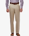 Haggar Men's Premium No Iron Khaki Classic Fit Flat Front Hidden Expandable Waist Pant In Sand