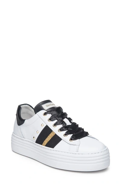 Nerogiardini Metallic Stripe Flatform Skater Sneakers In White