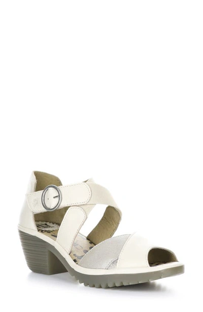 Fly London Waid Sandal In Off White/ Silver Mousse