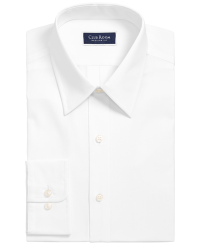 Club Room Men's Regular Fit Cotton Pinpoint Dress Shirt, Created For Macy's In White