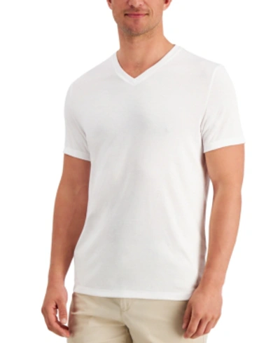 Alfani Men's Relaxed Fit Supima Blend V-neck T-shirt, Created For Macy's In White