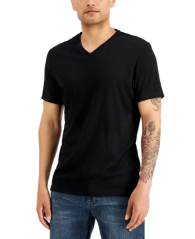 Alfani Men's Regular-fit V-neck Solid Undershirts, Pack Of 4, Created For Macy's In Deep Black