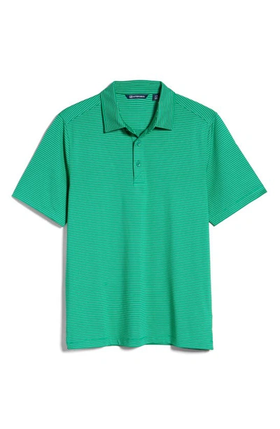 Cutter & Buck Forge Drytec Pencil Stripe Performance Polo In Kelly Green