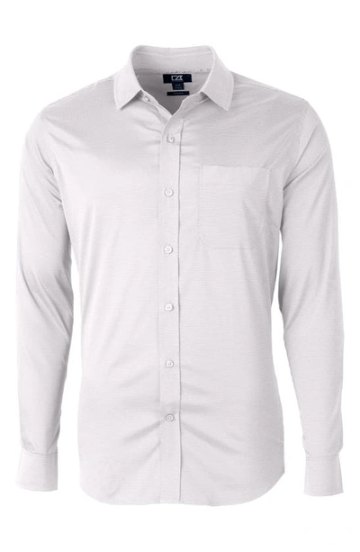 Cutter & Buck Versatech Geo Dobby Classic Fit Button-down Performance Shirt In White/black