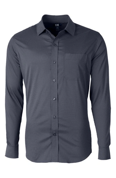 Cutter & Buck Versatech Geo Dobby Classic Fit Button-down Performance Shirt In Liberty Navy