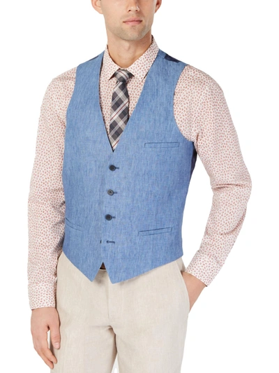 Bar Iii Men's Slim-fit Linen Suit Vest, Created For Macy's In Light Blue
