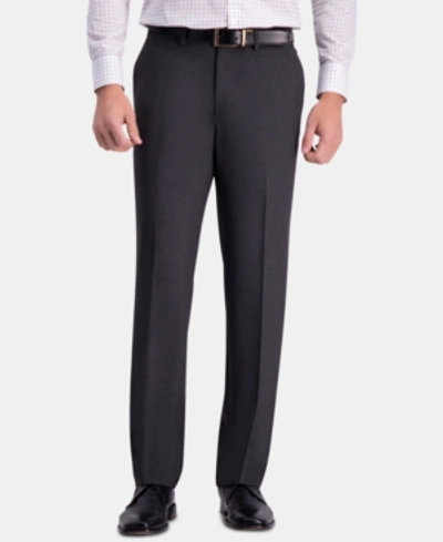 Haggar Men's Premium Comfort Straight-fit 4-way Stretch Wrinkle-free Flat-front Dress Pants In Charcoal