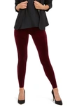 Spanxr Velvet Leggings In Rich Burgundy