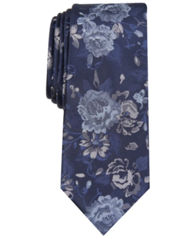 Bar Iii Men's Hilton Floral Skinny Tie, Created For Macy's In Grey