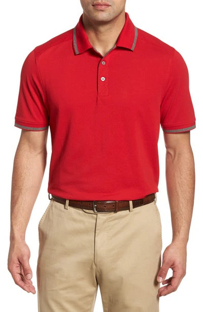 Cutter & Buck Advantage Classic Fit Tipped Drytec Polo In Red