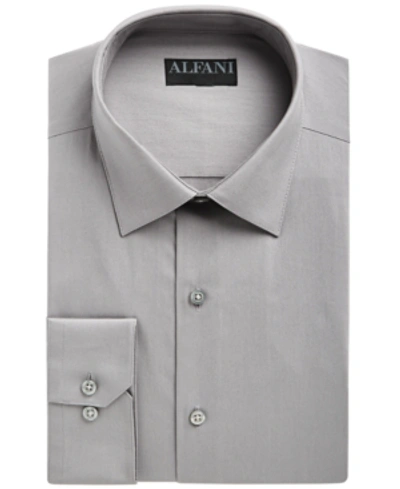 Alfani Men's Slim Fit 2-way Stretch Performance Solid Dress Shirt, Created For Macy's In Light Grey