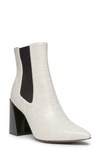 Steven New York Nico Flared-heel Chelsea Booties In Bone Faux Patent