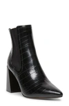 Steven New York Nico Flared-heel Chelsea Booties In Black Croc Faux Leather
