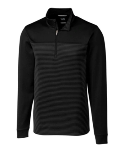 Cutter & Buck Men's Big & Tall Traverse Stripe Half Zip Sweatshirt In Black