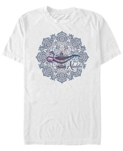 Aladdin Disney Men's  Live Action Genie Lamp Mandala Short Sleeve T-shirt In White