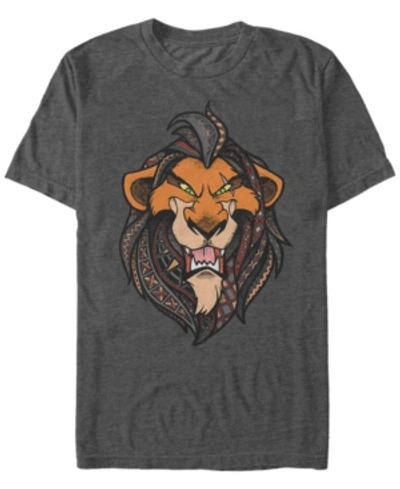 Lion King Disney Men's The  Geometric Patterned Scar Short Sleeve T-shirt In Charcoal H