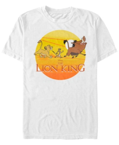 Lion King Disney Men's  Sunset Geometric Pride Short Sleeve T-shirt In White