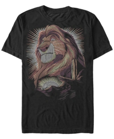 Lion King Disney Men's  Mufasa Pride Rock Dot Art Retro Portrait Short Sleeve T-shirt In Black