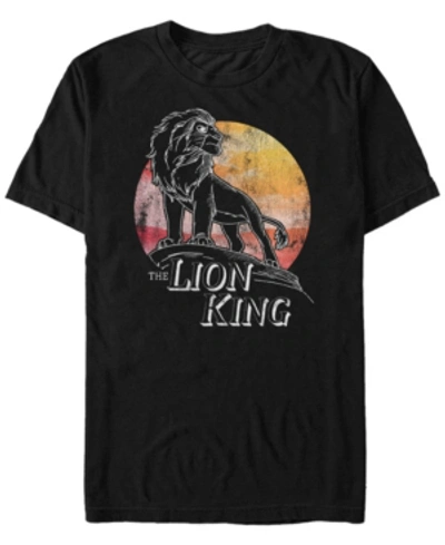 Lion King Disney Men's  Simba In The Wind Pride Rock Outline Short Sleeve T-shirt In Black