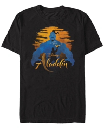 Aladdin Disney Men's  Live Action Genie Silhouette Short Sleeve T-shirt In Black