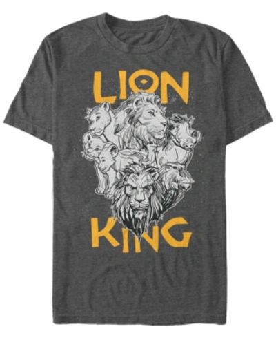 Lion King Disney Men's The  Live Action Stacked Group Shot Portrait Short Sleeve T-shirt In Charcoal H