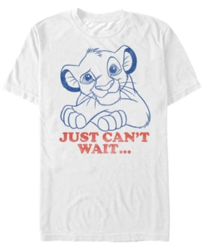 Lion King Disney Men's  Simba Can't Wait Line Art Short Sleeve T-shirt In White