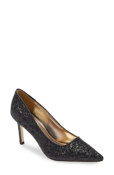 Lilly Pulitzerr Margot Glitter Pump In Onyx Faux Leather