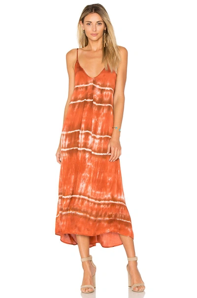 Enza Costa Strappy Slip Dress In Sable Ikat Stripe