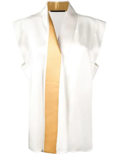 Haider Ackermann Sleeveless Blouse With Contrast Shawl Collar In White