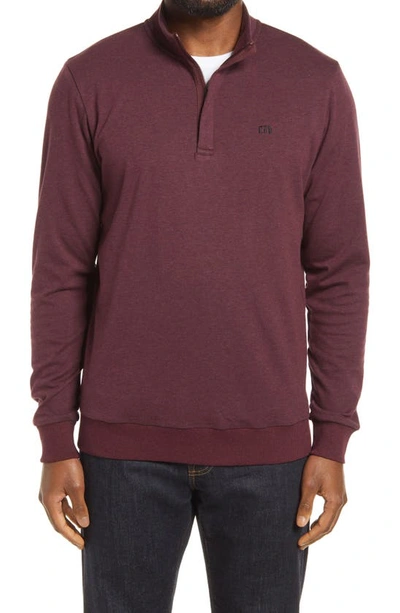 Travismathew Cloud 2.0 Quarter Zip Pullover In Heather Dark Red