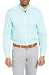 Cutter & Buck Soar Windowpane Check Tailored Fit Long Sleeve Shirt In Fresh Mint