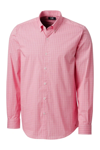 Cutter & Buck Soar Windowpane Long Sleeve Button-down Shirt In Embark