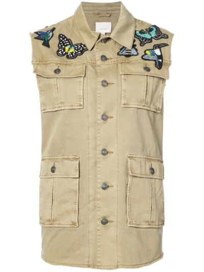 Cinq À Sept Canyon Embellished Button-front Vest, Neutral Pattern In Khaki Multi