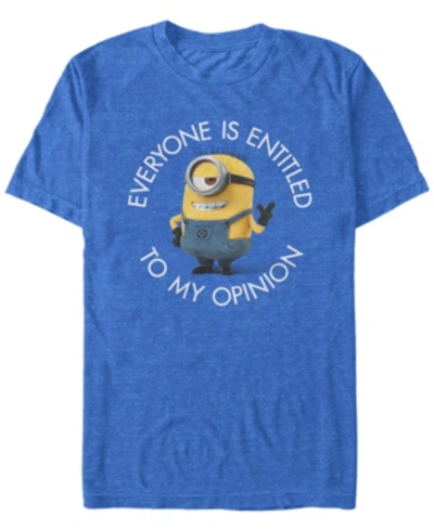 Minions Illumination Men's Despicable Me Entitled To My Opinion Short Sleeve T-shirt In Royal Heather