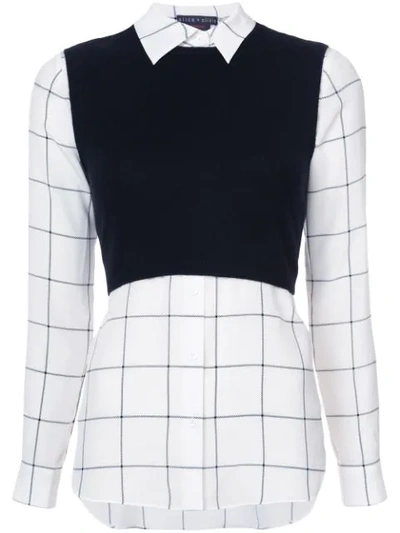 Alice And Olivia Two-piece Lucinda Cropped Sweater Vest & Windowpane Shirt
