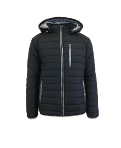 Galaxy By Harvic Spire By Galaxy Men's Puffer Bubble Jacket With Contrast Trim In Black-silver