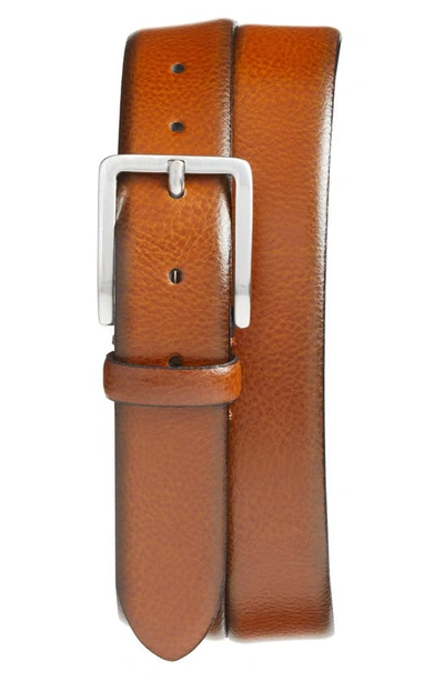 Johnston & Murphy Men's Topstitched Leather Belt In Tan