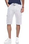 X-ray Men's Belted Double Pocket Cargo Shorts In White