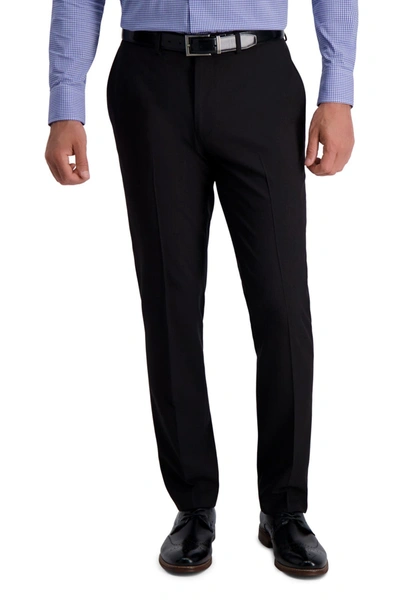 Louis Raphael Stretch Solid Skinny Fit Flat Front Suit Separate Pant In Black