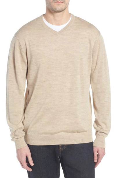 Cutter & Buck Cutter And Buck Men's Big And Tall Douglas V-neck Sweater In Sand