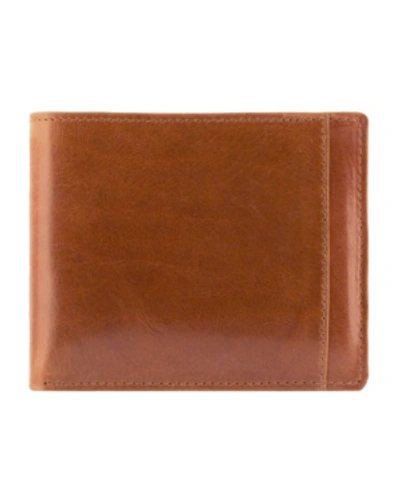 Mancini Casablanca Collection Men's Rfid Secure Center Billfold With Removable Center Wing Passcase In Cognac