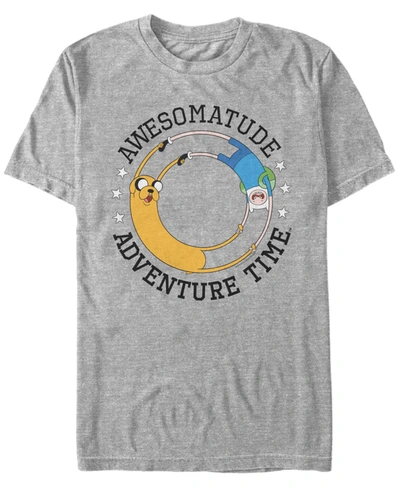 Fifth Sun Men's Awesomatude Adventure Time Short Sleeve T- Shirt In Heather Gr