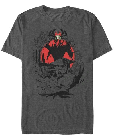 Fifth Sun Men's Samurai Jack Aku The Flute Battle Music Short Sleeve T- Shirt In Dark Gray