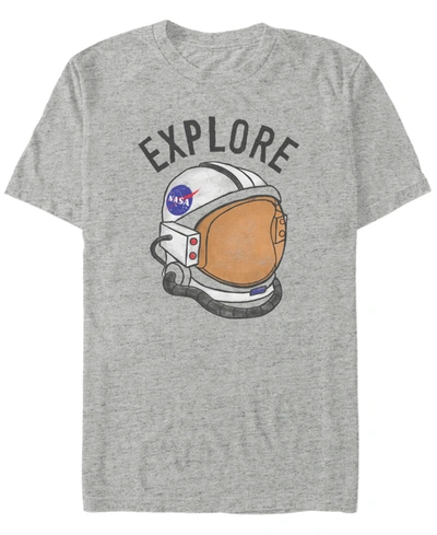 Fifth Sun Nasa Men's Explore Retro Helmet Logo Short Sleeve T- Shirt In Heather Gr