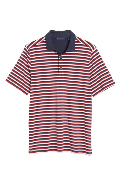 Cutter & Buck Forge Drytec Stripe Performance Polo In Cardinal Red