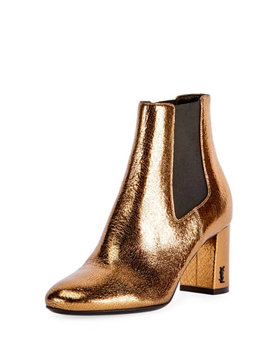 Saint Laurent Loulou 95 Chelsea Boots In Metallic