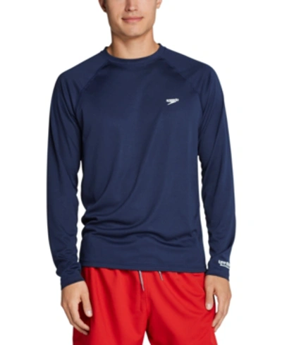 Speedo Men's Long Sleeve Swim T-shirt In Peacoat